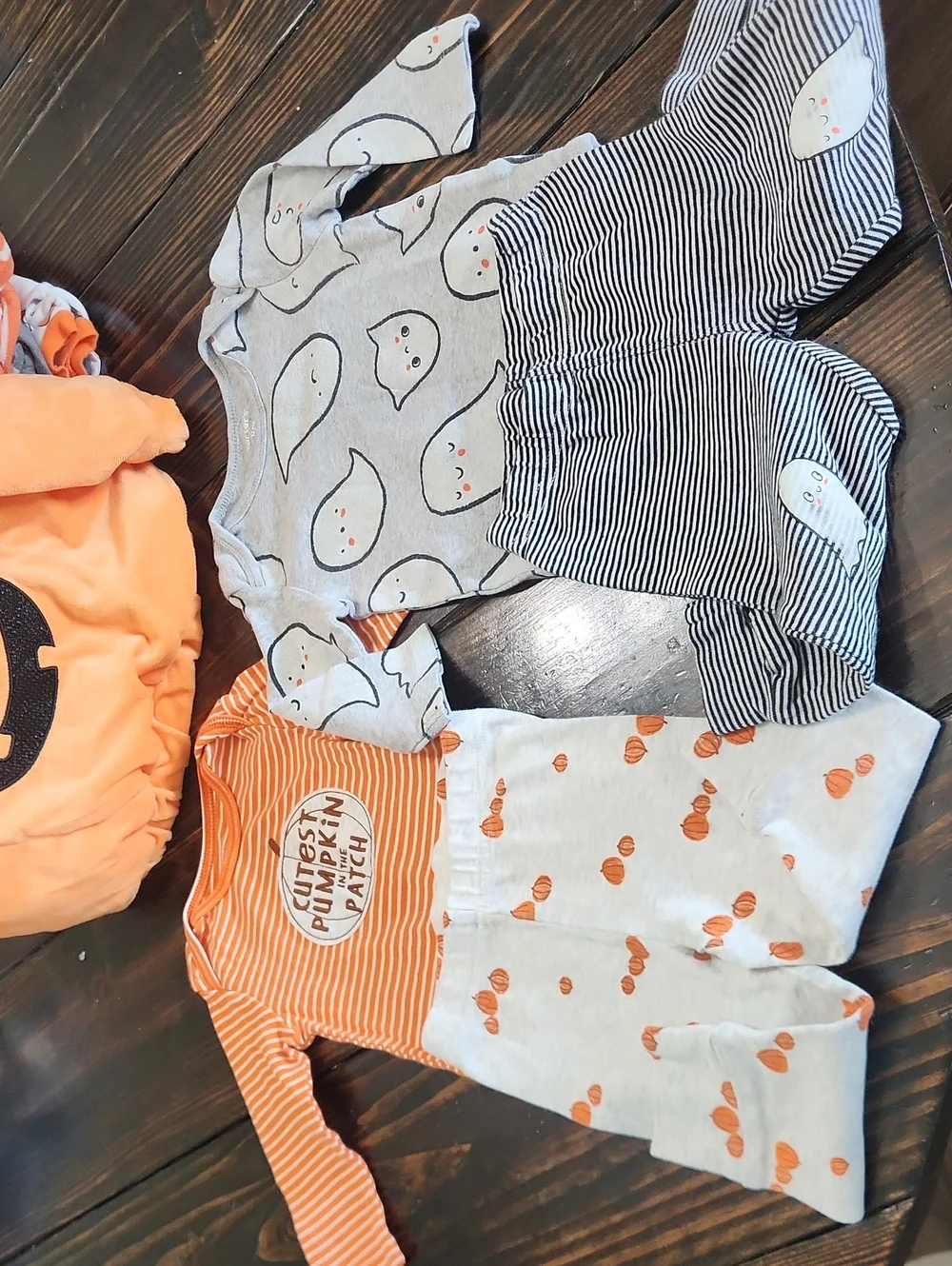 9 Month Baby Boy Orange Pumpkin Costume & Fall Outfit Bundle